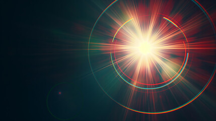 Lense flare overlay on black background design element