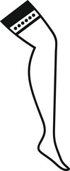 Simple illustration of a long stocking with lace top, symbolizing femininity and style