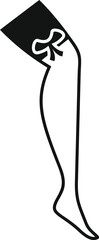 Black silhouette of a woman's leg in a stocking with a bow, symbolizing femininity and style