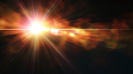 Lense flare overlay on black background design element