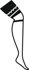 Black silhouette of a woman leg wearing stockings isolated on a white background