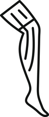 Simple outline icon style drawing representing a compression stocking used to treat leg pain and injuries