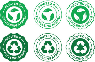 Printed on recycling paper icon. isolated black Vector illustration.