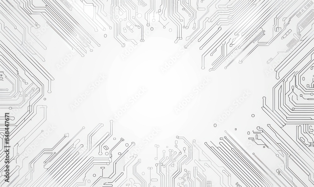 Poster abstract circuit board pattern background with empty space in the center generative ai