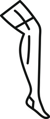 Simple line icon representing a knee high compression stocking, a medical device designed to improve blood circulation