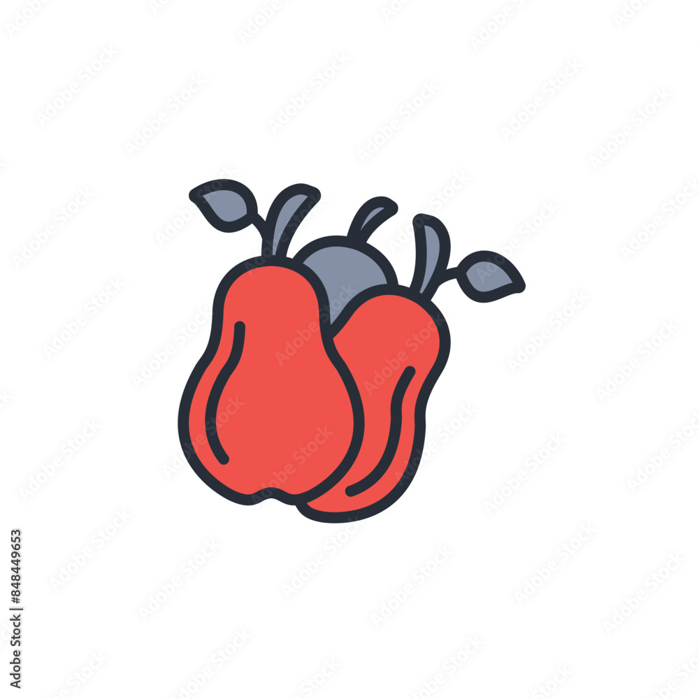 Poster pear icon. vector.editable stroke.linear style sign for use web design,logo.symbol illustration.