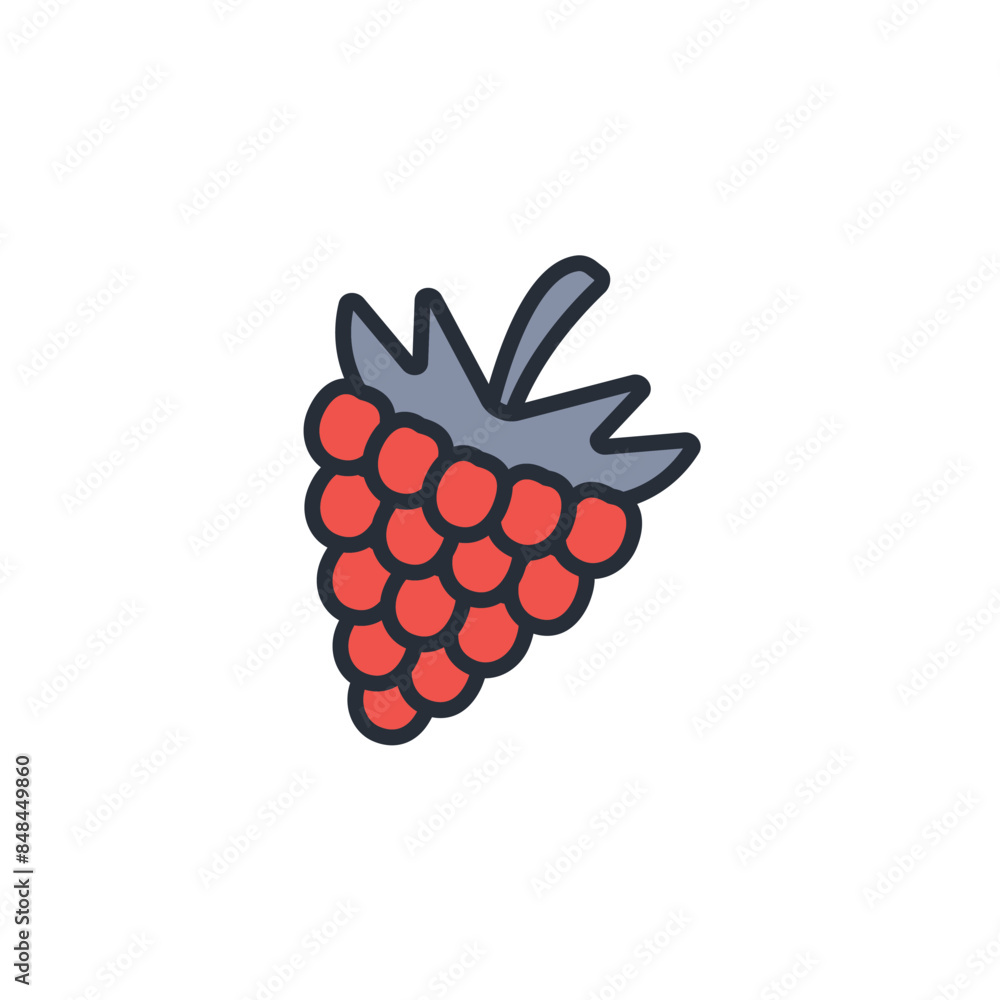 Poster raspberry icon. vector.editable stroke.linear style sign for use web design,logo.symbol illustration