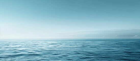 Copy Space Over Empty Blue Sea Horizon with Blurry Foreground