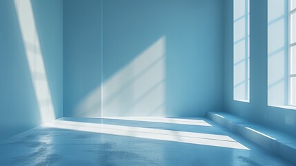 Obraz premium Softly lit blue room, minimalistic and modern with clean lines and smooth textures, perfect for background images and design purposes