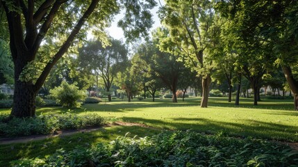 Fototapeta premium Propagation and shade provision in a park for the study of plant species natural backgrounds