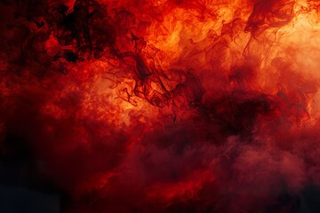 Fototapeta premium The image is of a red, orange, and black smoke cloud