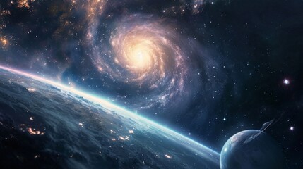 Obraz premium Space abstract background, supermassive black hole, Supernova, galaxy, stars and cosmic gas