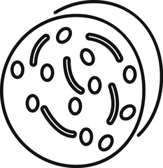 Petri dish with bacteria showing antibiotic resistance concept icon, outline style