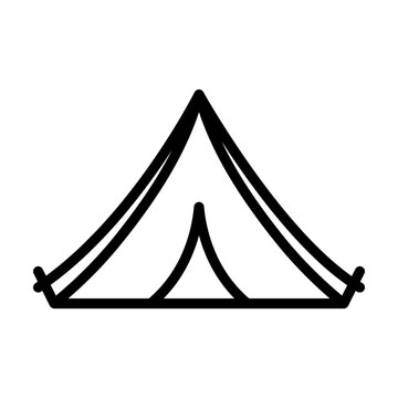 recommend clip art: tent camp icon in line style. Vector illustration