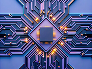 Obraz premium Futuristic Digital Circuit Board Pattern - Hi-Tech Technology Background Illustration