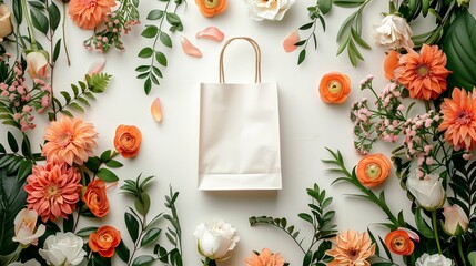 Colorful White Fashion Shopping Bags Arranged on Minimalist White Background Highlighting Retail, Consumerism, and Modern Shopping Concepts