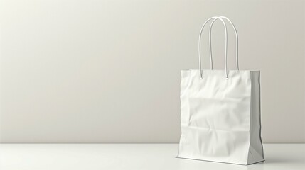 Colorful White Fashion Shopping Bags Arranged on Minimalist White Background Highlighting Retail, Consumerism, and Modern Shopping Concepts