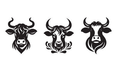 cow bull head silhouette vector art 