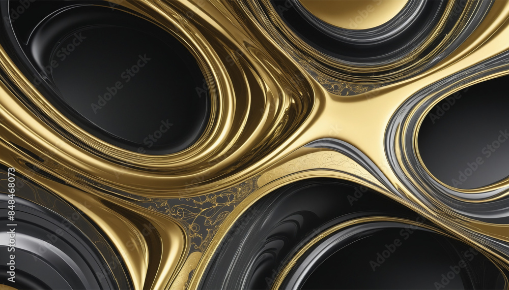 Poster generative ai creates a futuristic abstract design with gold and graphite elements, perfect for addi