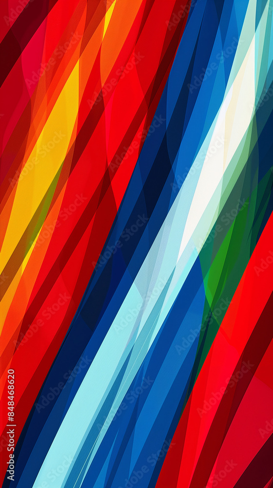 Poster a colorful striped pattern with red, blue, and green colors. the pattern is made up of many small sq