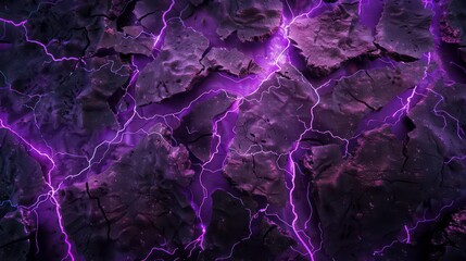 The top view of horizontal cracks in the ground with a purple glow inside. Modern cartoon texture...
