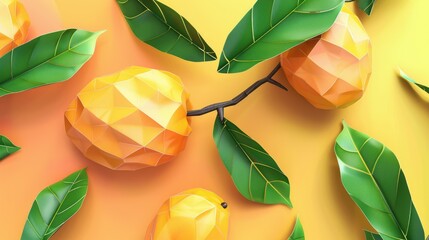 Mango themed geometric fruit design
