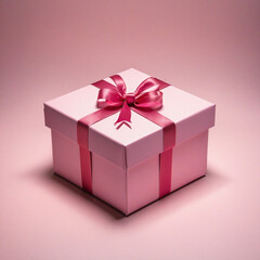 Fototapeta premium Romantic pink ribbon-adorned gift box perfect for any special occasion
