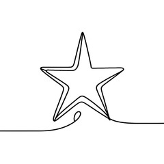 Obraz premium Single line drawing of a star, black and white, celestial symbol