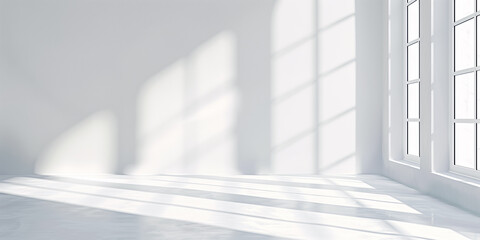 Fototapeta premium Abstract empty white room interior with shadow from the window