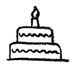 Birthday Cake Icon - Crayon Chalk Drawing