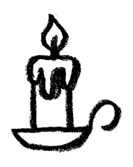Candle on Fire Icon - Crayon Chalk Drawing