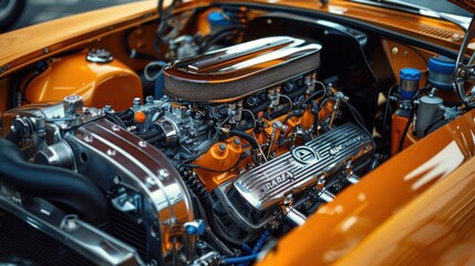 Fototapeta premium details in the engine room of a sports car