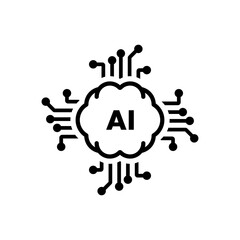 AI processor chip. Artificial intelligence. AI symbol or sign for graphic design, logo, web site, social media. vector icon