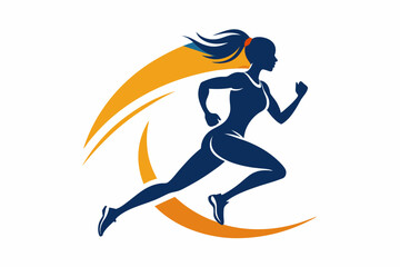 lady running silhouette vector illustration