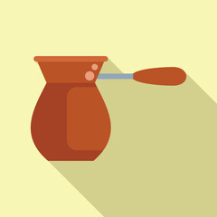 Copper cezve brewing coffee, creating traditional turkish coffee experience