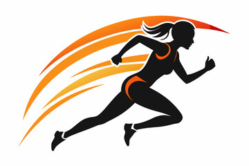 lady running silhouette vector illustration