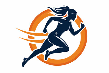 lady running silhouette vector illustration