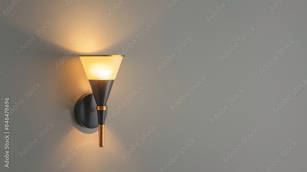 Poster wall lamp with a vintage design displayed on a white background without any distractions. generative
