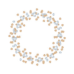 Multi-colored sequins for needlework. Sequins arranged in the shape of a round frame. Watercolor illustration of confetti. For background design, wedding invitation, greeting card. Save the date