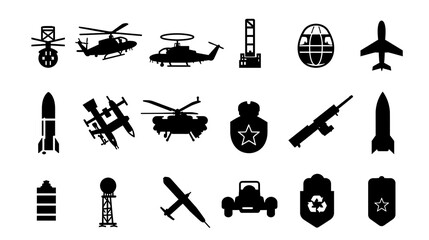 Obraz premium A collection of military and aviation icons