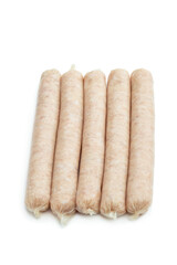 Chicken sausages isolated on white background