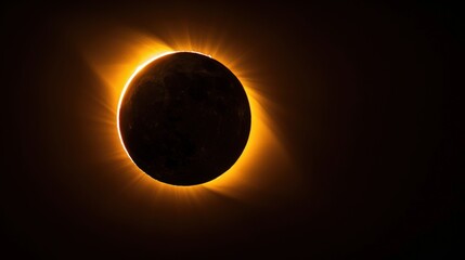 Naklejka premium The sky is dark during a total solar eclipse, the moon covers the sun