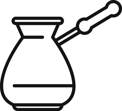 recommend clip art: Simple line art icon of a traditional turkish coffee pot brewing fresh hot coffee