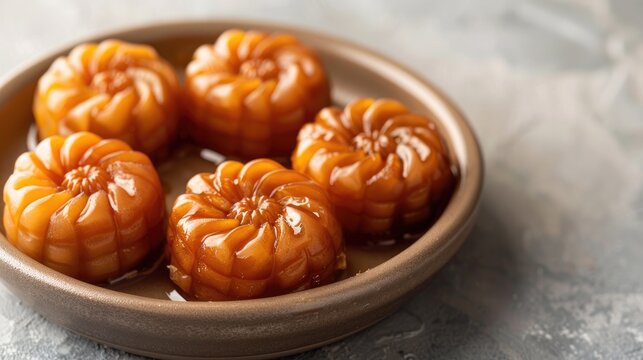 Classic Chinese treat honey mahua against a plain background