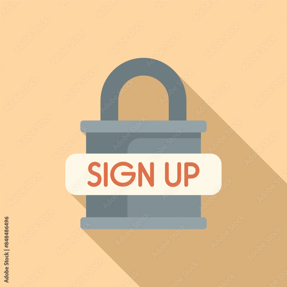 Poster closed padlock is displaying a sign up button, representing secure registration process