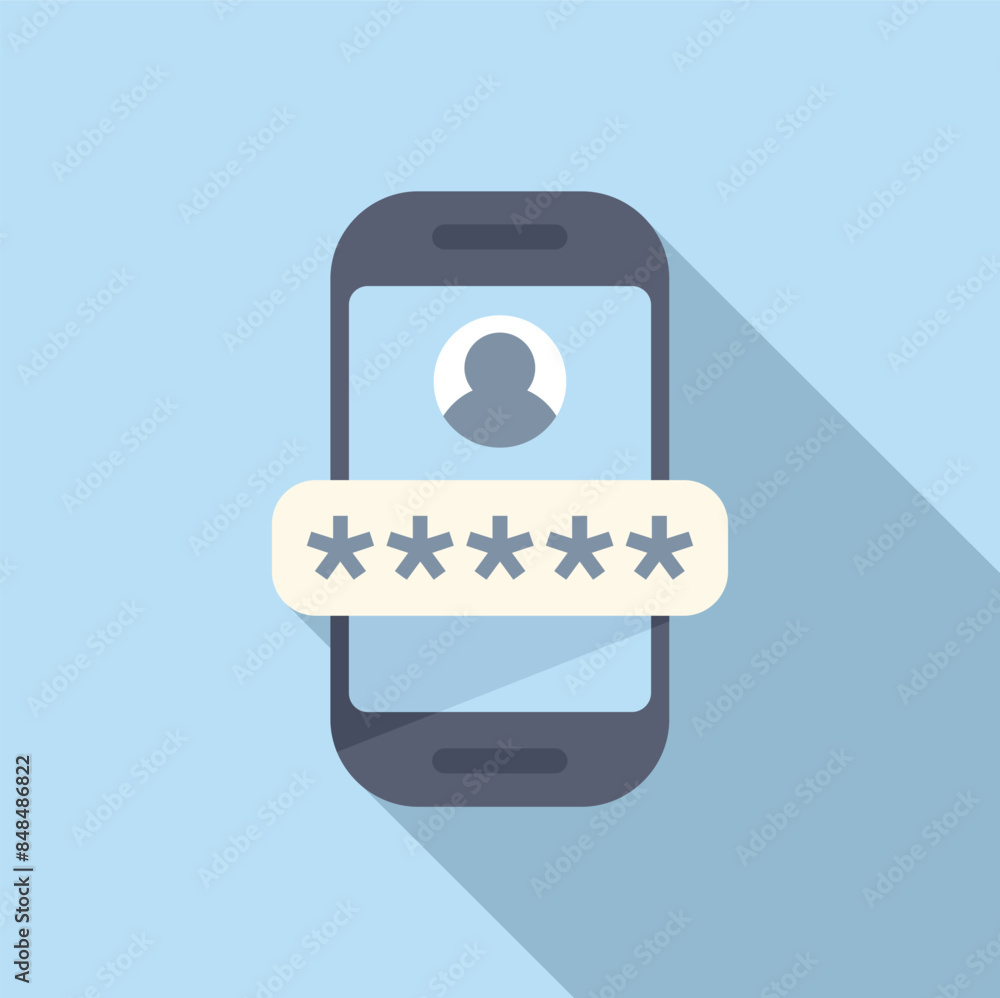 Aufkleber smartphone showing user profile with password authentication system for security and privacy