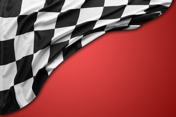 Checkered flag on red