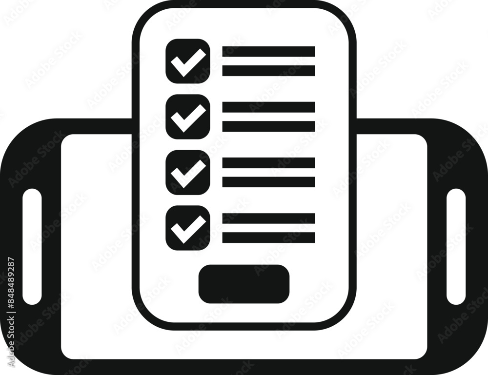 Poster simple icon of a smartphone with a checklist on the screen, symbolizing task management