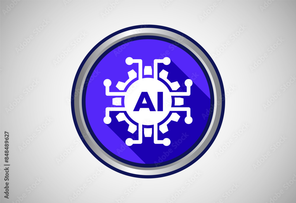Poster artificial intelligence icon button for mobile and web