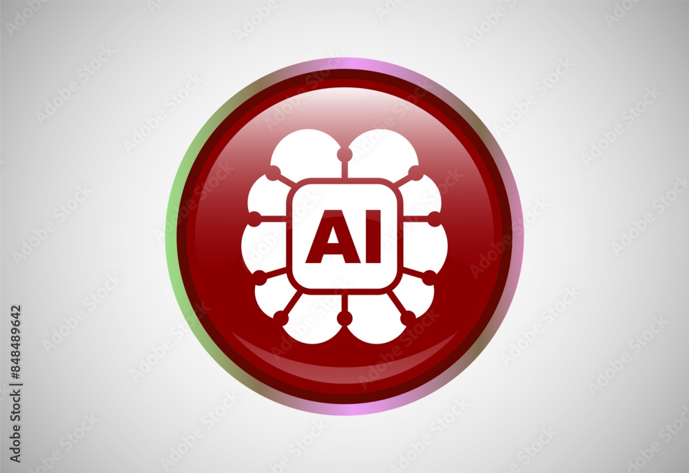 Poster artificial intelligence icon button for mobile and web